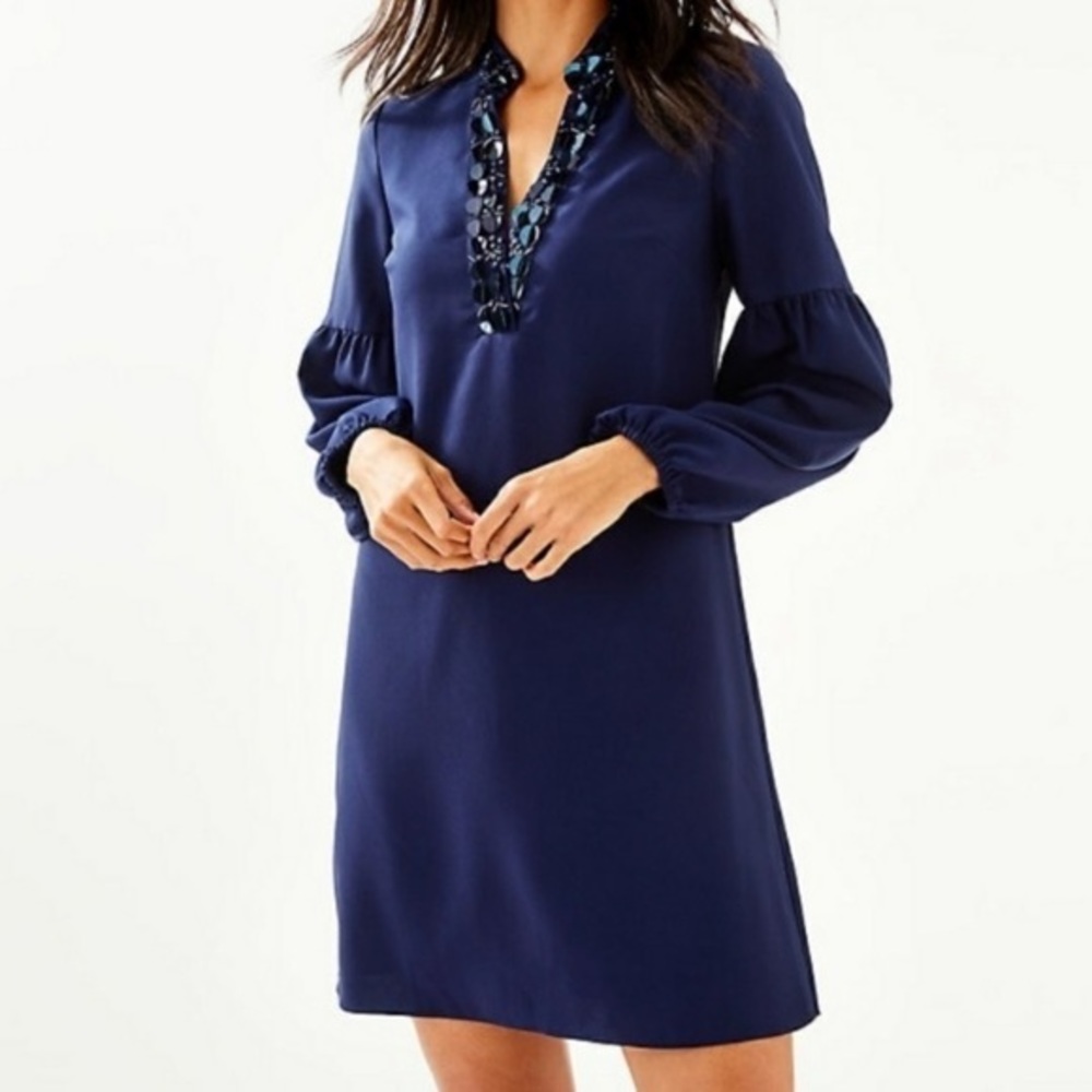 Lilly Pulitzer blue long sleeve stretch Shea dress